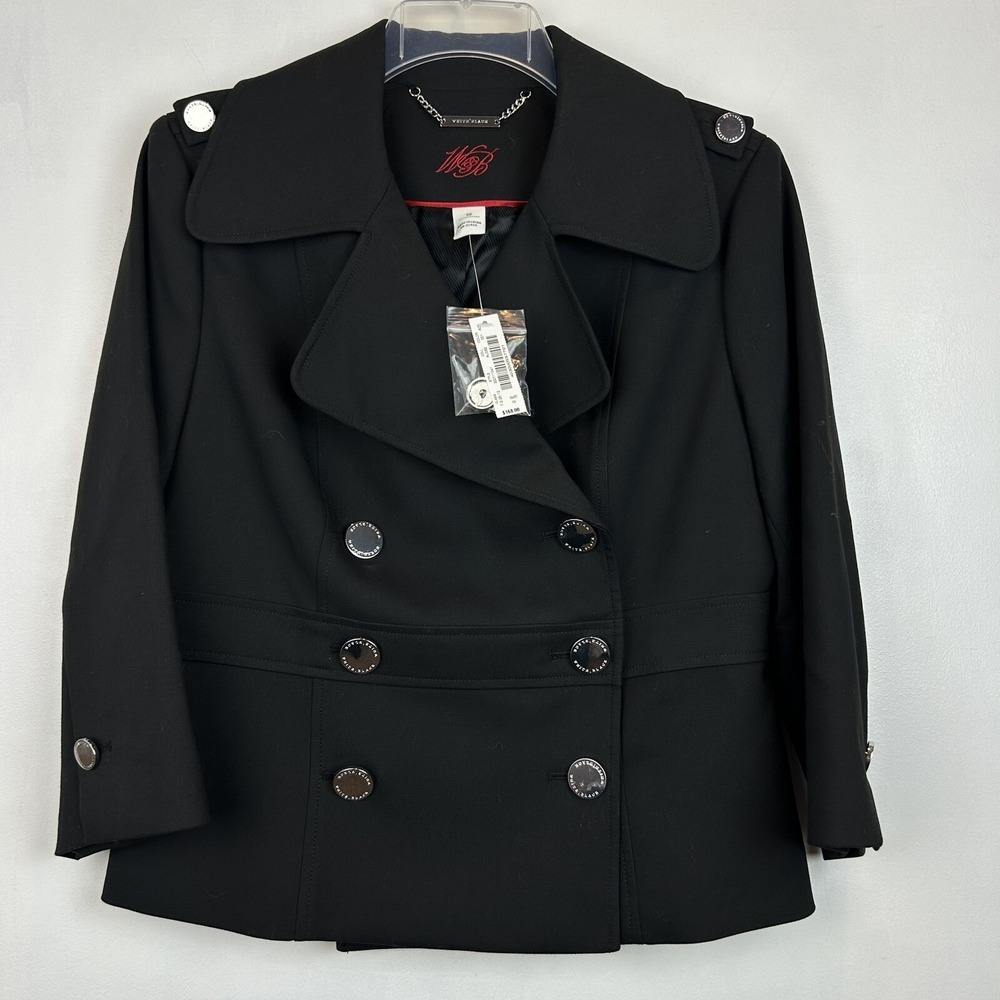 WHBM Jacket Womens 10 Black Blazer Lined Heavy Double Breasted New $168